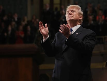 Donald Trump durante o discurso do estado da União.