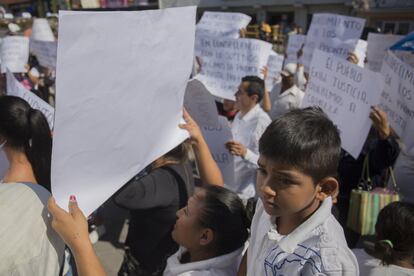 Un grupo de menores de edad, en la manifestación.