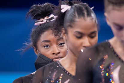 La gimnasta estadounidense Simon Biles, en julio durante los Juegos Olímpicos de Tokio. 
