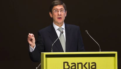 El presidente de Bankia, José Ignacio Goirigolzarri, en la junta general de accionistas de la entidad de 2012.