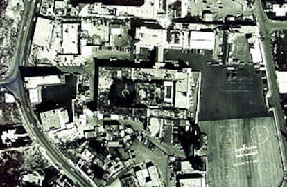 Vista aérea del complejo presidencial de Arafat en Ramala, en una imagen cedida por el Ejército israelí.