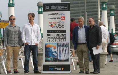 De izquierda a derecha, Nicola Dazet, Philip Manderla, José María Morales y José Luis Rebordinos, ayer en San Sebastián.