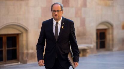El presidente de la Generalitat, Quim Torra, este jueves en el Palau de la Generalitat. 