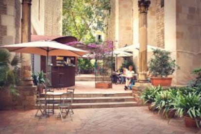 Terraza del Café d’Estiu, en el Museo Frederic Marés, en Barcelona.