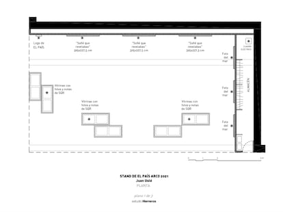 El puesto de EL PAÍS en Arco son unos 130 metros cuadrados de espacio expositivo que se despliega en forma de L.
