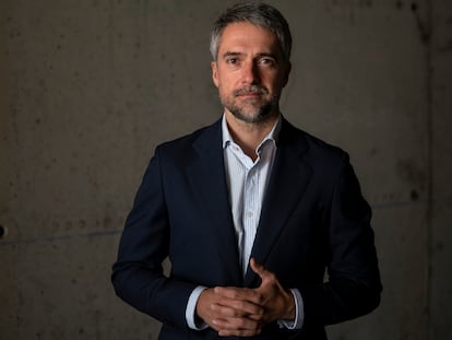 Carlos Franganillo, periodista en RTVE, fotografiado en Torrespaña en 2021.