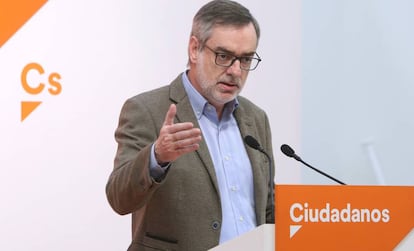 El secretario general de Ciudadanos, Jose Manuel Villegas, durante la rueda de prensa para hacer un resumen del año en la sede del partido en Madrid.