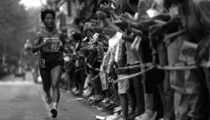 La atleta vietnamita Teo Dang-Thi, durante el maratón femenino.