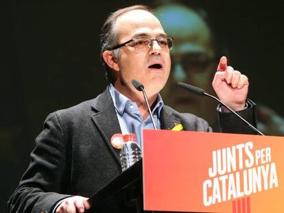 L'exconseller Jordi Turull durant un míting de Junts per Catalunya a Reus.