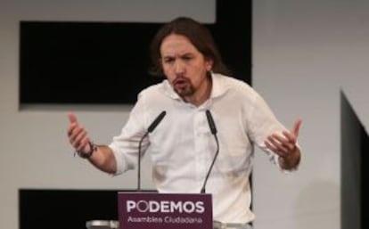 Pablo iglesias, en la Asamblea de Podemos en noviembre.