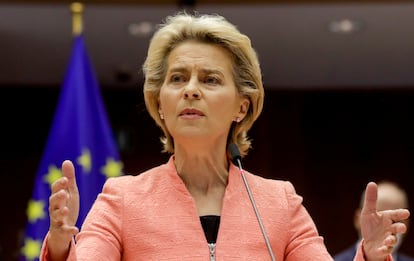 Ursula von der Leyen, presidenta de la Comisión Europea, ayer en Bruselas.