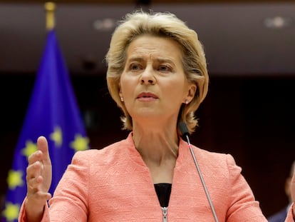 La presidenta de la Comisión Europea, Ursula von der Leyen, este martes, en Bruselas.