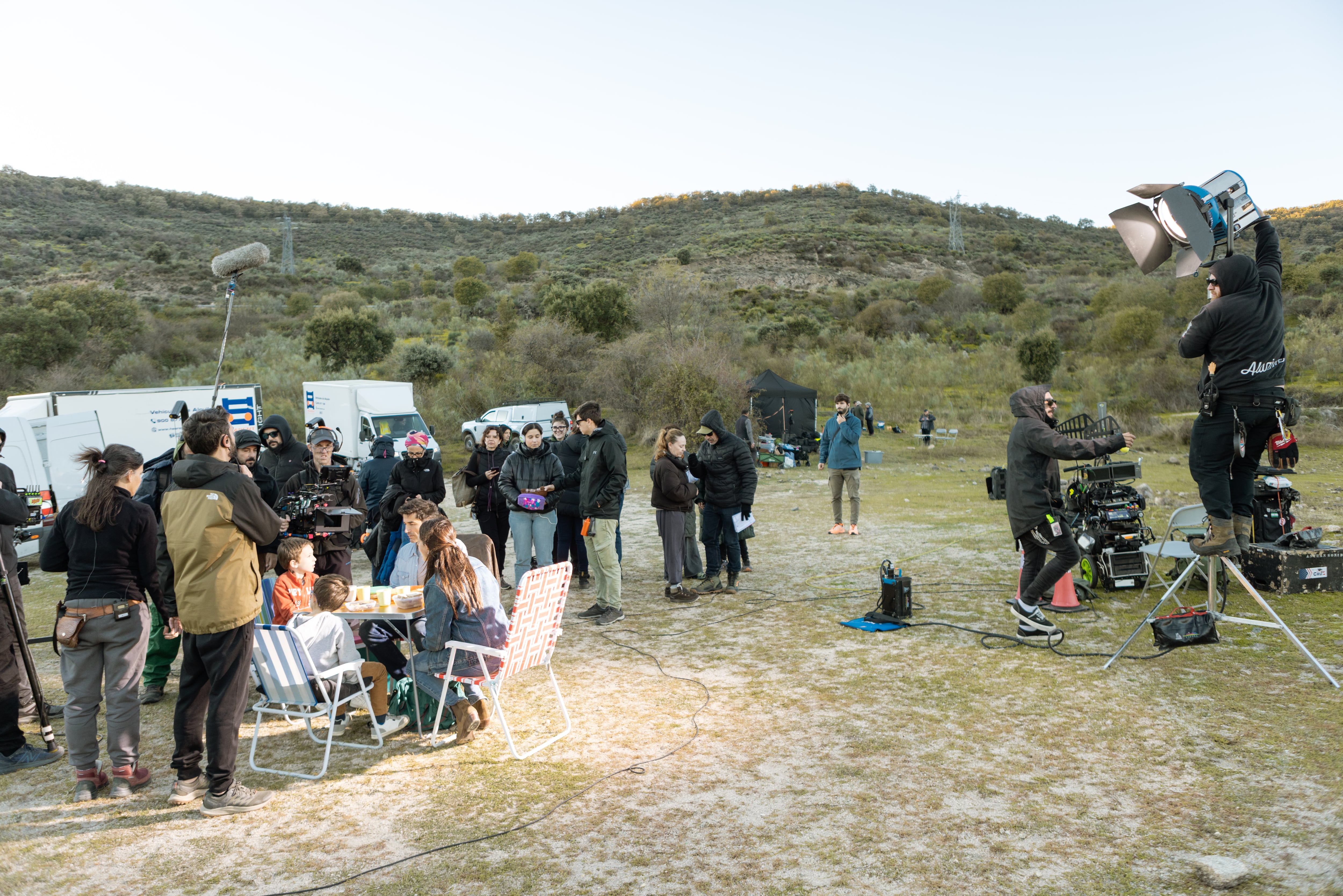 Rodaje de una escena de 'El cuco de cristal' en Extremadura