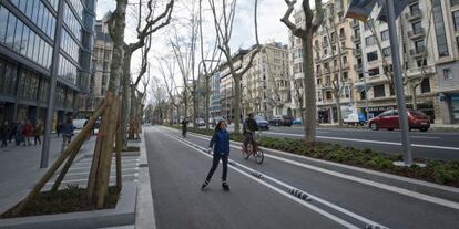 Una imatge d'aquest diumenge de la Diagonal, prohibida als vehicles.