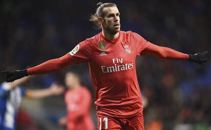 Bale celebra un gol ante el Espanyol.