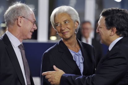 Herman van Rompuy, Christine Lagarde y José Manuel Barroso, el pasado noviembre.