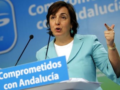 Ana Corredera, en la sede del PP andaluz.