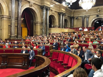 Una imagen del hemiciclo en el Parlament el pasado mes de mayo.