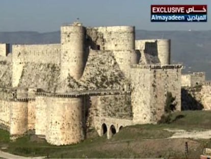 Imagem da TV libanesa mostra o castelo cruzado do Krak dos Cavaleiros.