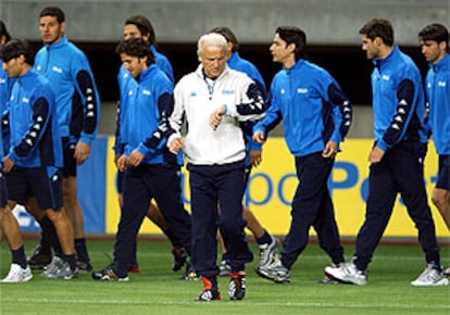 Giovanni Trapattoni, durante una sesión preparatoria de la selección italiana.