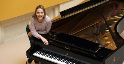 Judith Jáuregui en la sala del concierto de la Fundación BBVA en Bilbao.