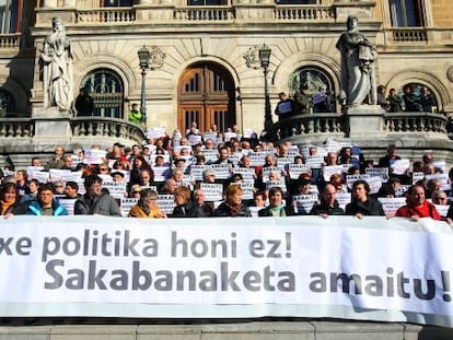 Un momento de la concentración en Bilbao.