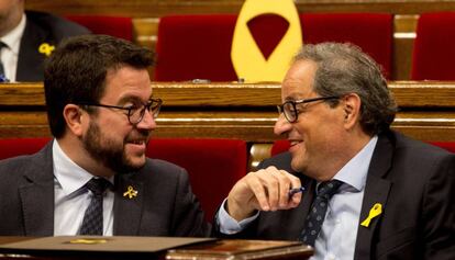 El president de la Generalitat, Quim Torra, i el vice-president Pere Aragonès.