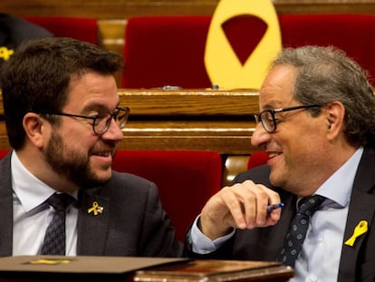 El presidente de la Generalitat, Quim Torra, y el vicepresidente Pere Aragonès.