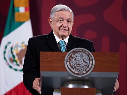 López Obrador durante su conferencia de prensa matutina de este viernes.