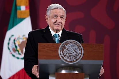 López Obrador durante su conferencia de prensa matutina de este viernes.