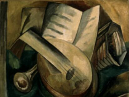 El cuadro <i>Los instrumentos musicales,</i> de 1908, de Braque (colección Claude Laurens), presente en la exposición.