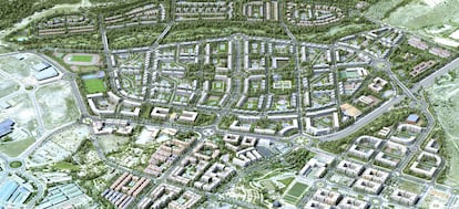 Maqueta del proyecto urbanstico Valgrande, en el sector S-1 Los Carriles, en Alcobendas, en una fotografa proporcionada por el Ayuntamiento de Alcobendas en su pgina web oficial.