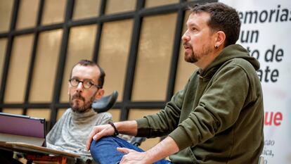 Pablo Iglesias, junto a Pablo Echenique, portavoz de Unidas Podemos en el Congreso.