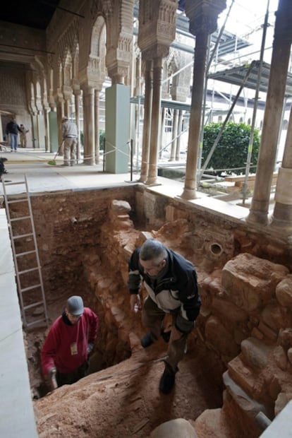 Una imagen de las excavaciones en el patio de los Leones.