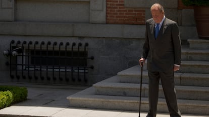 Juan Carlos I, outside the Zarzuela Palace, in 2014.