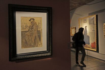 Un dels retrats de Ramon Casas que es poden veure a l'exposició.