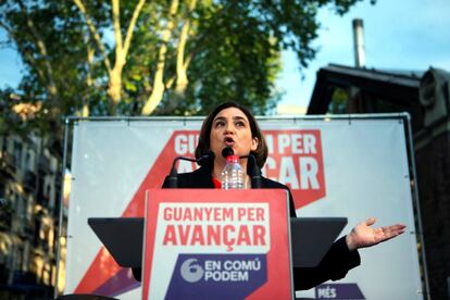 La alcaldesa de Barcelona, Ada Colau, durante su intervencin en el acto de inicio de la campa?a electoral de En Com Podem para las generales del 28 de abril.