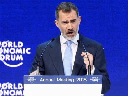 El rey Felipe VI participa en un panel de la 48 edici&oacute;n del Foro de Davos