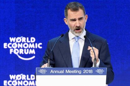 El rey Felipe VI participa en un panel de la 48 edición del Foro de Davos