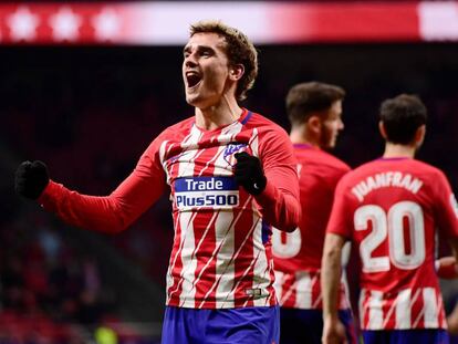Griezmann celebra un gol en el último Atlético-Leganés de Liga.