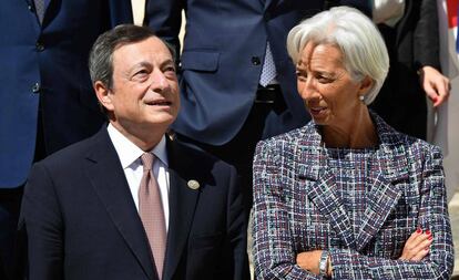 Christine Lagade, junto a Mario Draghi.