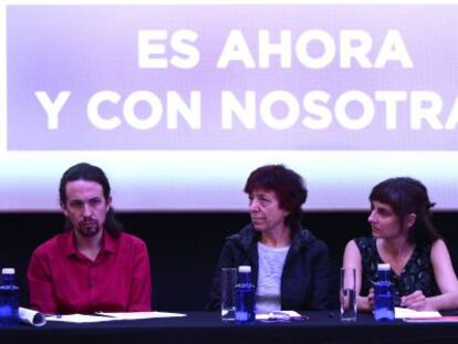 Pablo Iglesias en la presentación de un documento económico en Madrid.