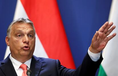 El primer ministro húngaro Viktor Orbán, en una rueda de prensa con su homólogo eslovaco en Budapest, la semana pasada.