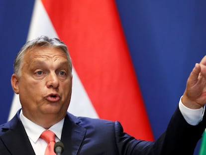 El primer ministro húngaro Viktor Orbán, en una rueda de prensa con su homólogo eslovaco en Budapest, la semana pasada.