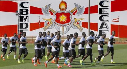 La selecci&oacute;n de Ghana, en un entrenamiento. 