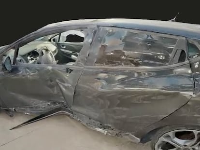 Reproducción de un coche siniestrado utilizada por la unidad de tráfico de la policía municipal de Madrid en la investigación de accidentes.