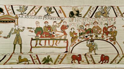 El tapiz de Bayeux que relata la batalla de Hastings, de 1066