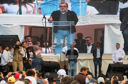 El candidato de la FARC, Timochenko, este s&aacute;bado durante un acto en Bogot&aacute;. 