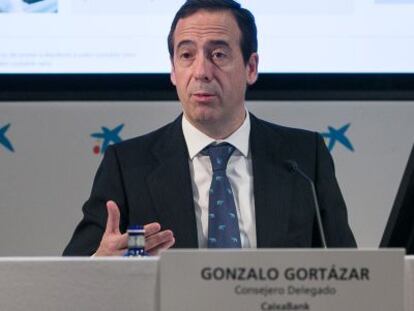 Gonzalo Gortazar, consejero delegado de Caixabank interviene en la presentacion resentacion de resultados del primer trimestre de CaixaBank.