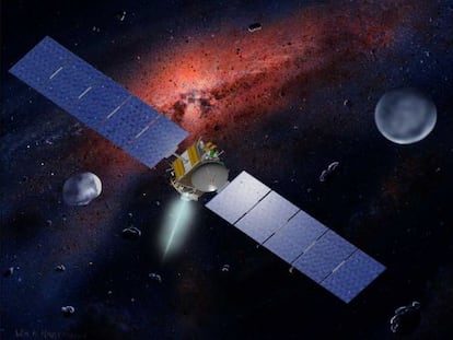 Ilustración de la misión espacial Dawn, de la NASA.